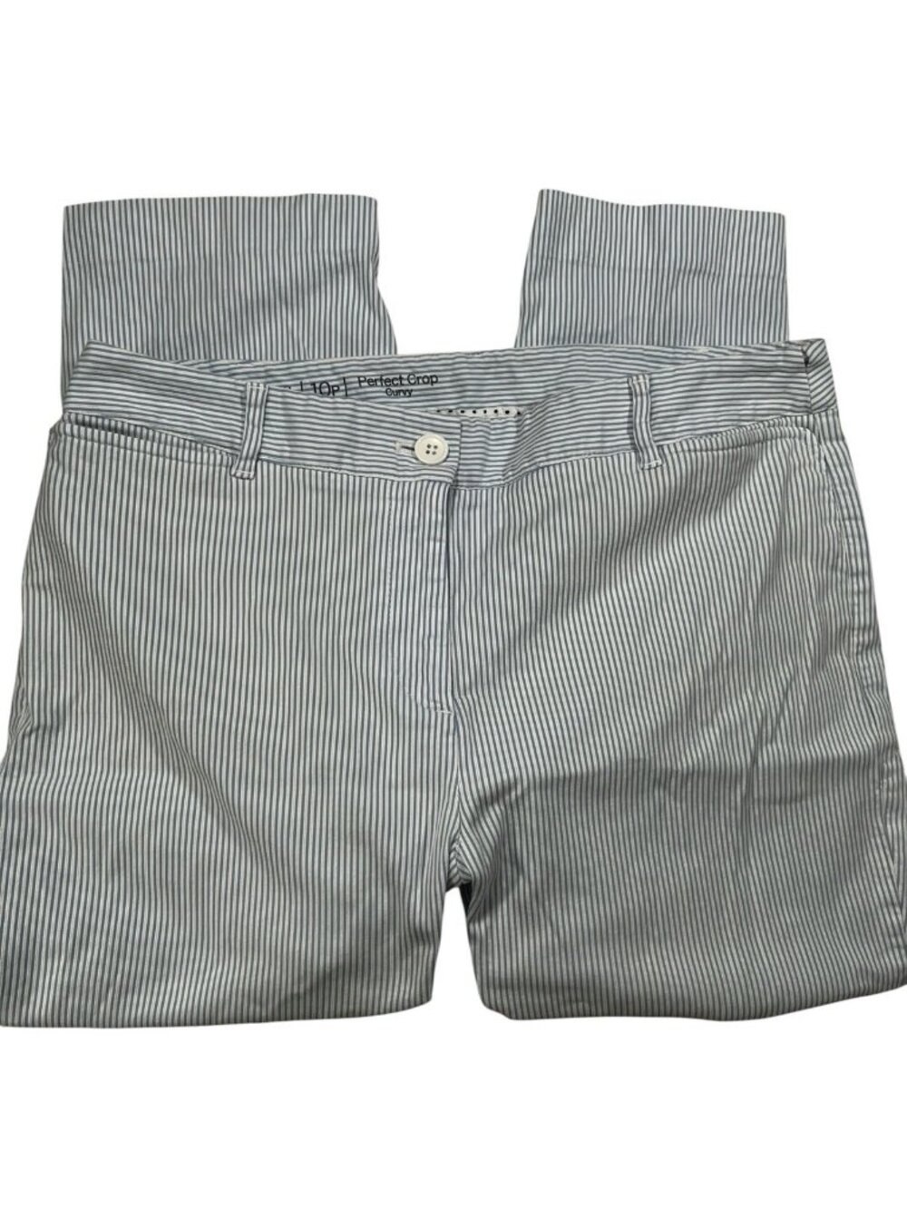 Talbots Button hem seersucker crop pants Women's size 10P